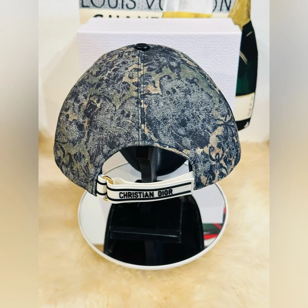 🔥 CHRISTIAN DIOR Toile De Jouy Cap Large 59-60 with COA